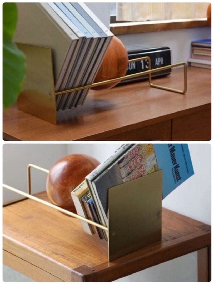 HERE by DETAIL スロープブックエンド ゴールド 本立て 本棚