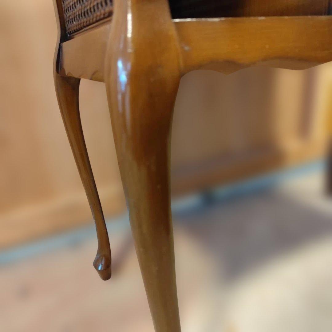 アンティーク調 猫脚コンソールデスク サイドチェスト かごめ編み ラタン