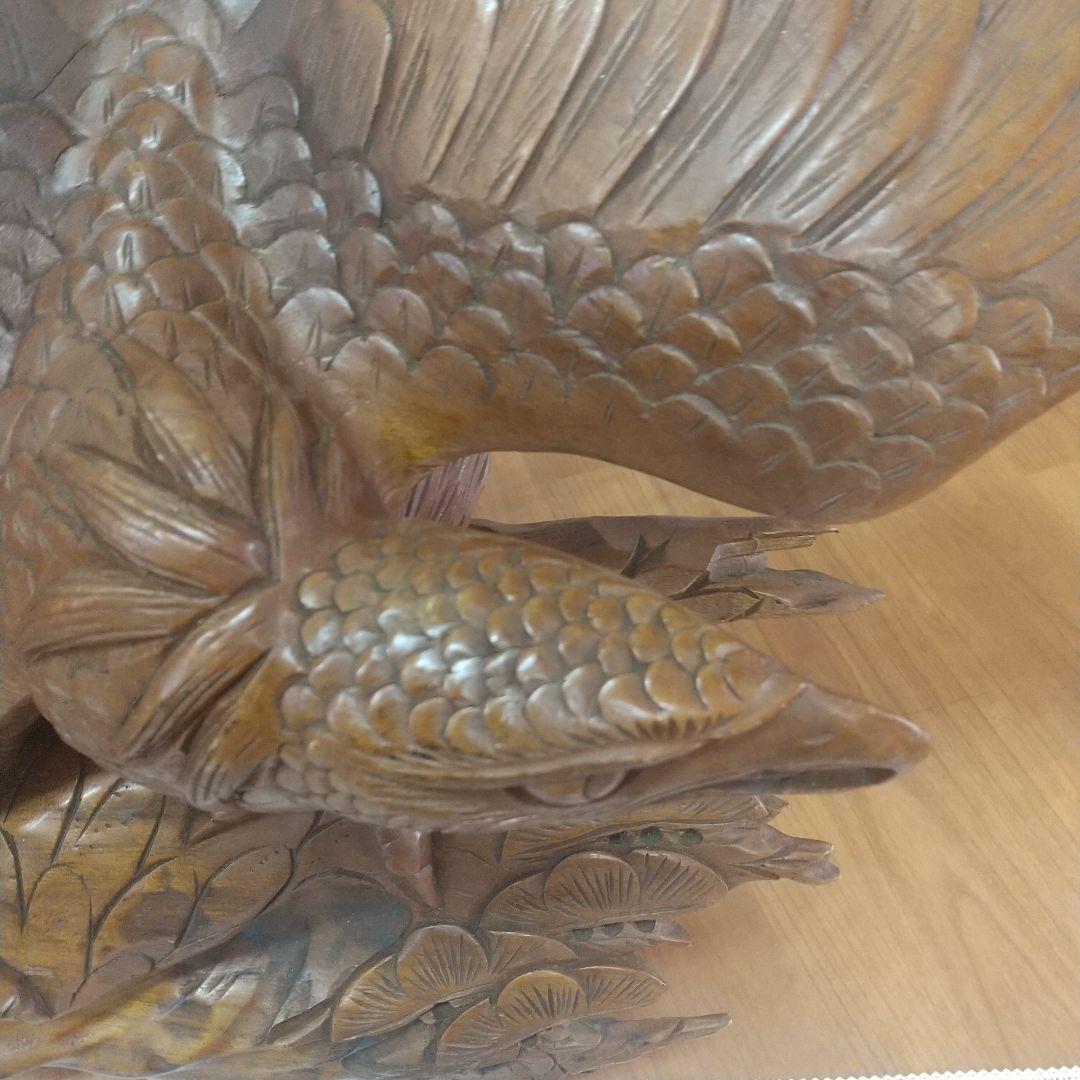 木彫り 鷹の彫刻 美術品 置物インテリア装飾