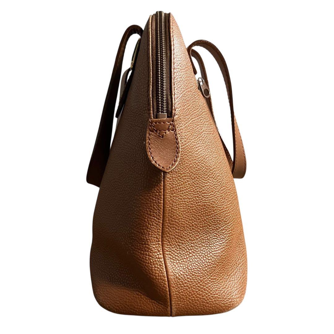 BURBERRY レザーハンドバッグ ノバチェック 茶 ブラウン