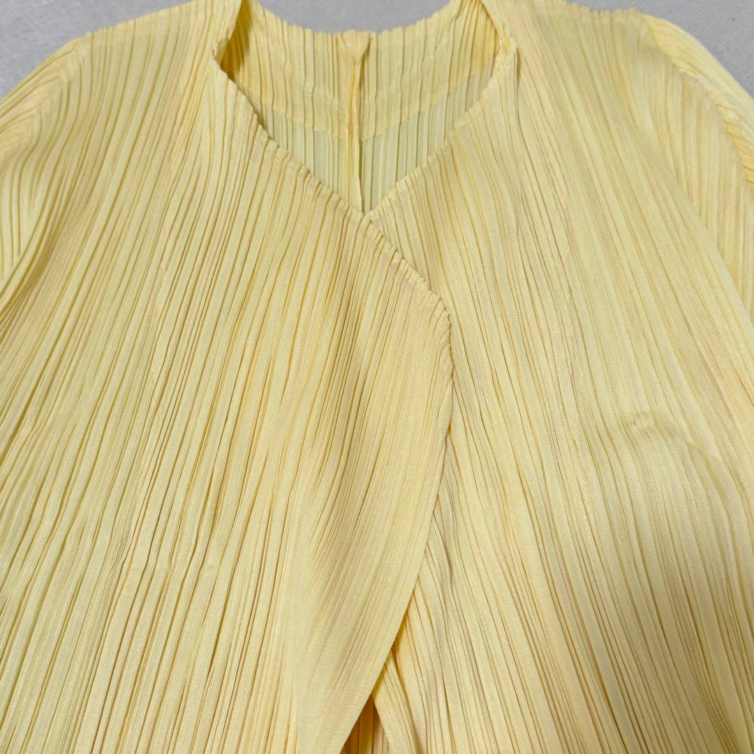 極美品✨PLEATS PLEASE ノーカラー　ベルト　イエロー　プリーツ
