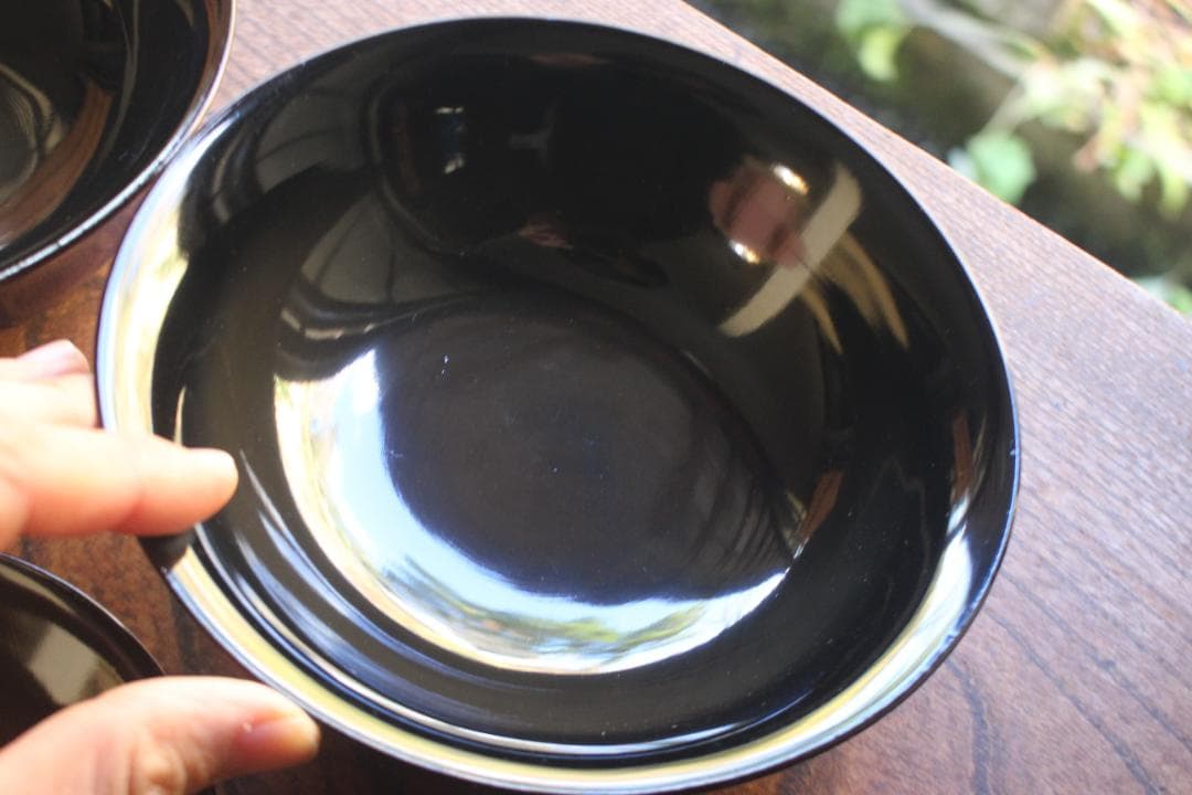 時代逸品！風情ある栗色漆に極上牡丹蝶蒔絵の映える大椀2点（検輪島塗蒔絵椀雑煮椀