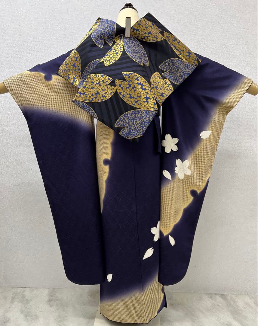振り袖　フルセット　別誂長襦袢　結婚式　金彩加工　刺繍入り　桜　坂東八十助726