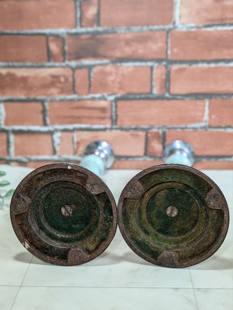 イギリス アンティーク 木製 キャンドルスタンド ペア