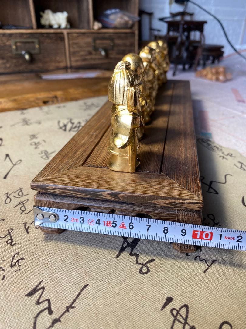 花台付き　七福神 大黒天 恵比寿天 置物 縁起物 金色 7体セット 商売繁