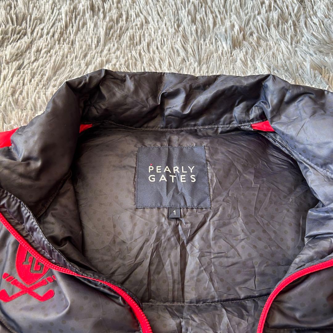 パーリーゲイツ PGロゴ 軽量ダウンジャケット サイズ1 赤×ネイビー
