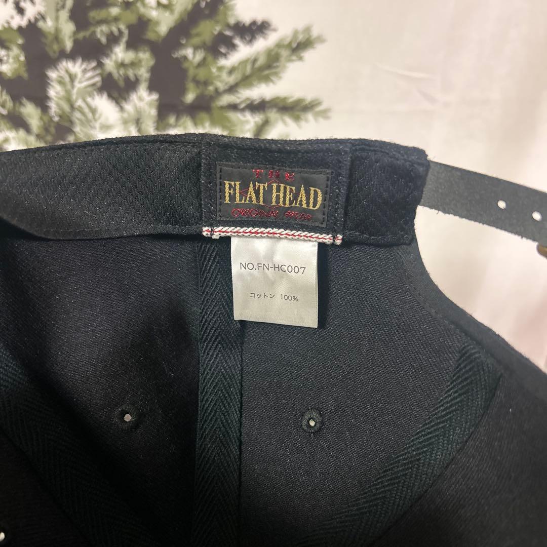 ブラック フラットヘッド ロゴ刺繍 日本製アメカジ帽子