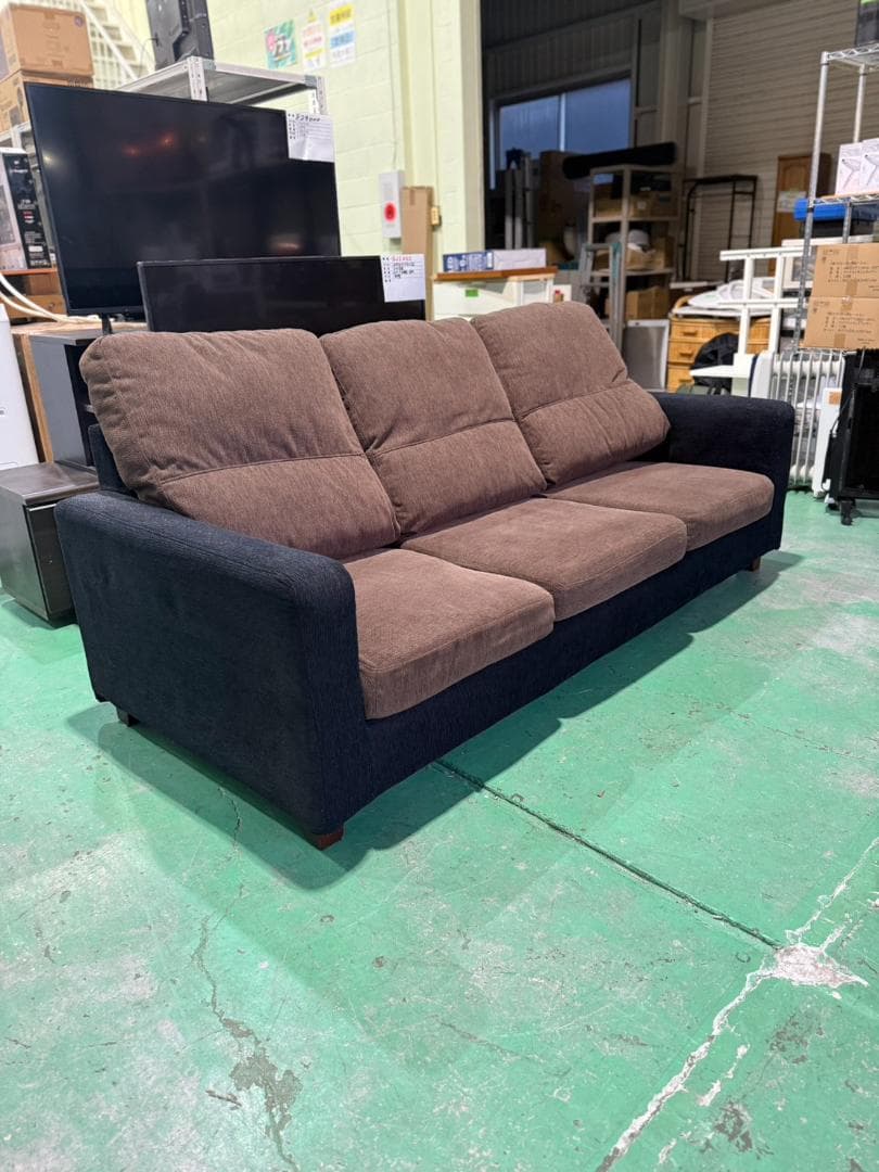 ブラウン ブラック 3人掛けソファ 241