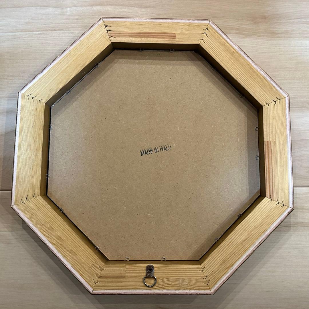 鏡 アンティーク 八角ミラー 壁掛け 八角形 アンティークグリーン＆ゴールド