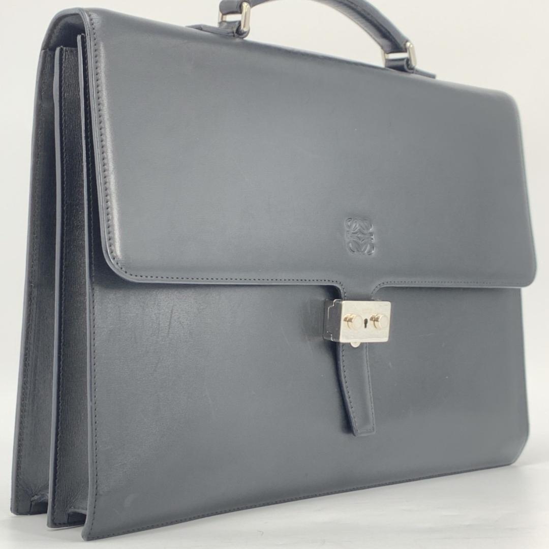 ロエベ ヴィンテージ アナグラム ビジネスバッグ ブリーフケース 本革 黒