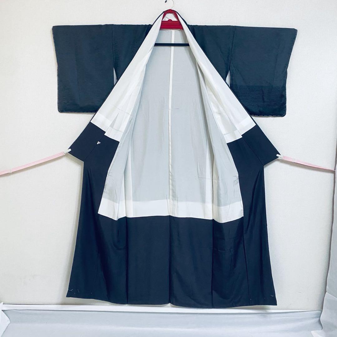 マ　十日町紬系 紬 着物　深色 先染め紬 訪問着　フルセット 普段着　美品　新品