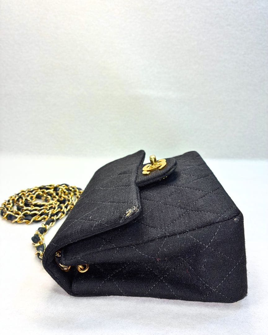 ヴィンテージCHANEL マトラッセ ミニ チェーンバッグ 黒 金具 フルセット