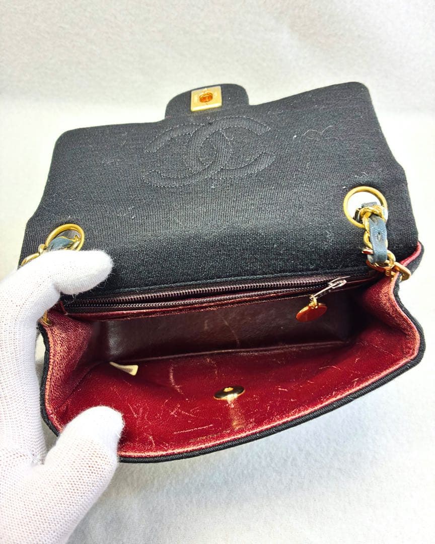 ヴィンテージCHANEL マトラッセ ミニ チェーンバッグ 黒 金具 フルセット