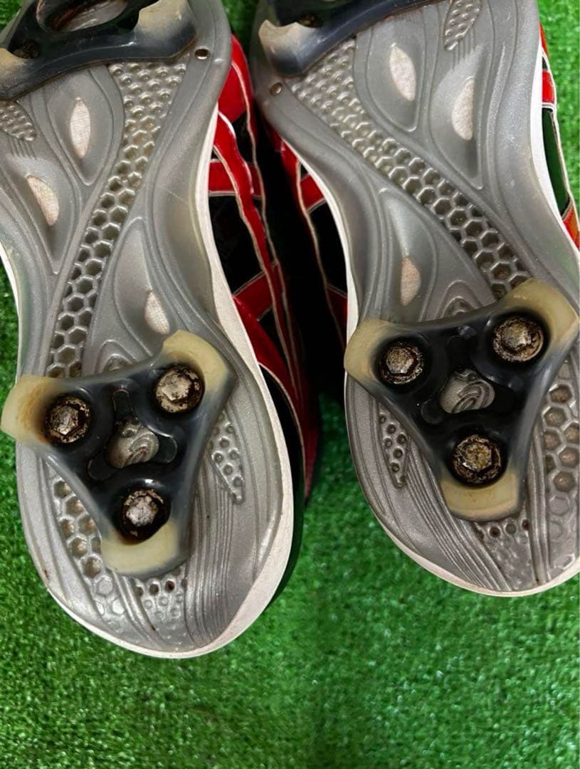 アシックス オーダー スパイク 26cm W 樹脂 ブラック レッド 刺繍 野球