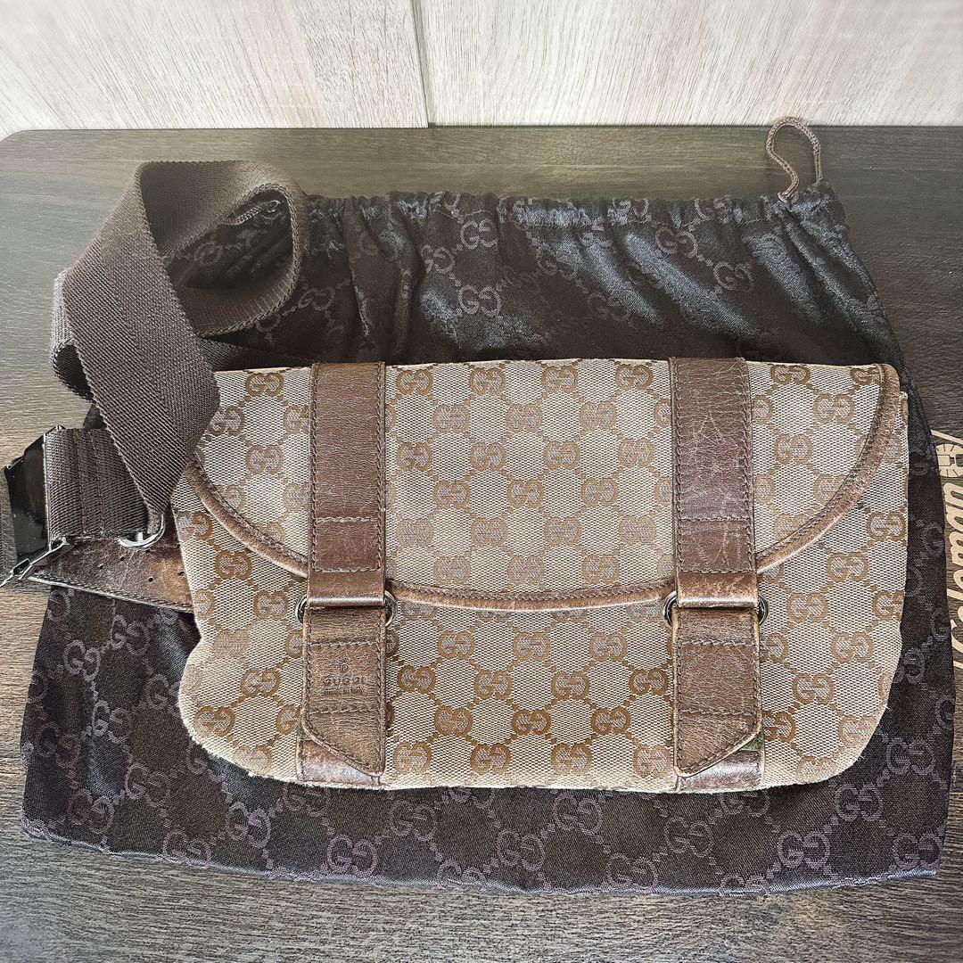 【本物】GUCCI グッチ GGキャンバス ウエストバッグ （ボディバッグ）