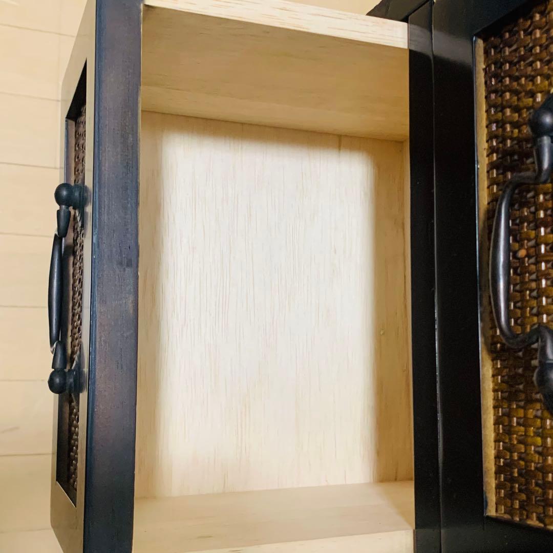 アジアン家具　籐 ラタン 木枠4段チェスト 引き出し 収納 タンス 花台　電話台