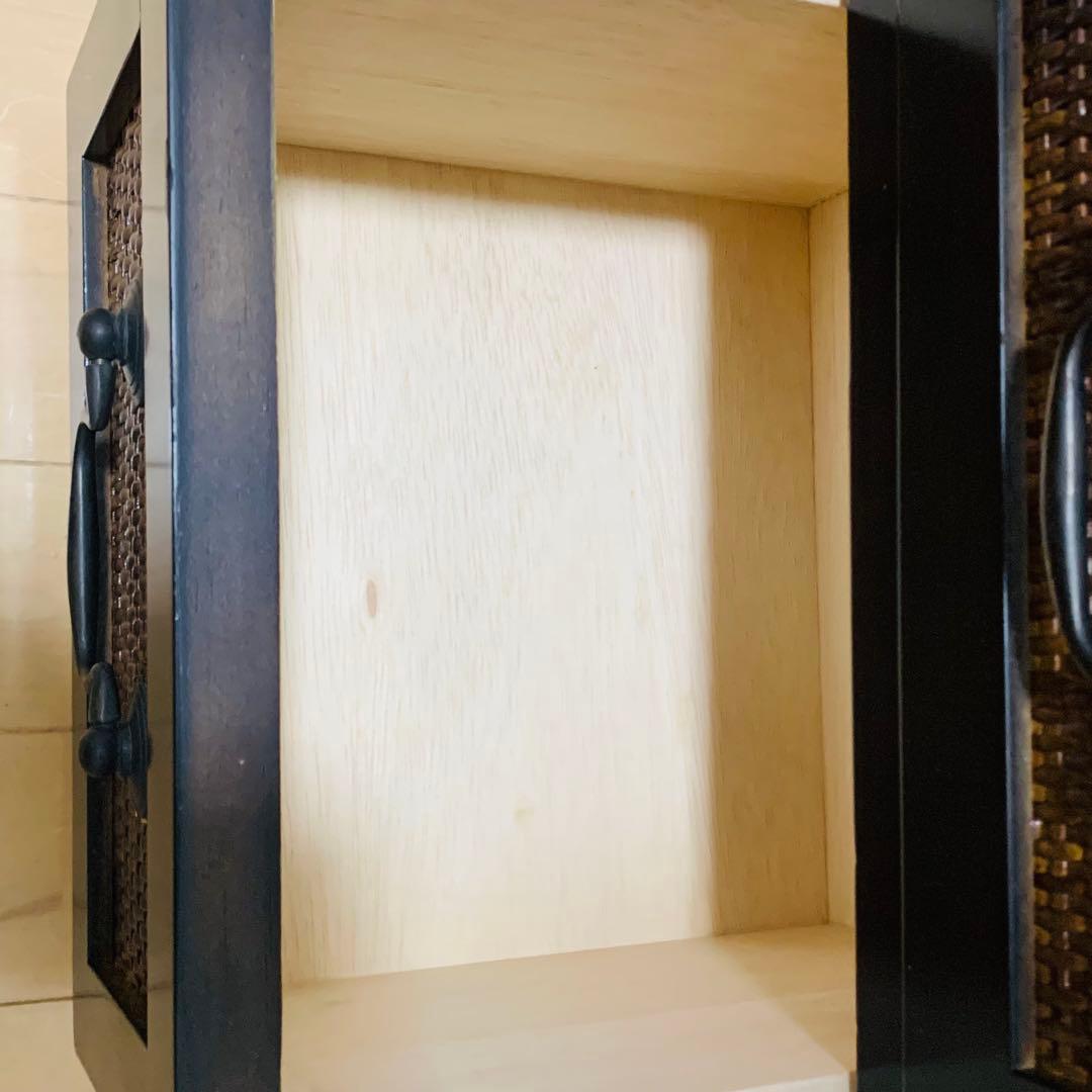 アジアン家具　籐 ラタン 木枠4段チェスト 引き出し 収納 タンス 花台　電話台