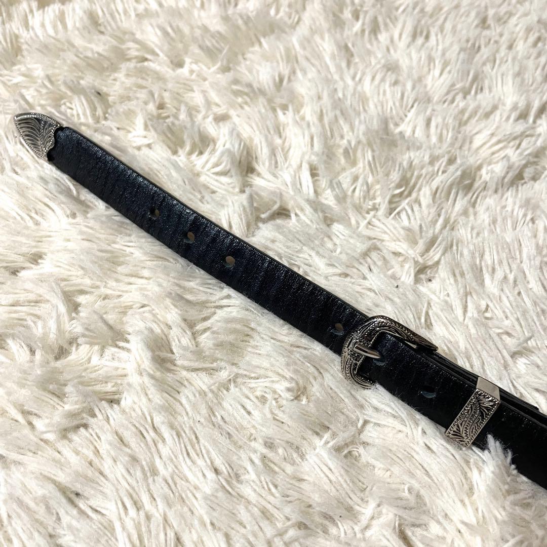 【未使用級】トーガビリリース ダブルバックル コンチョ ベルト レザー ブラック