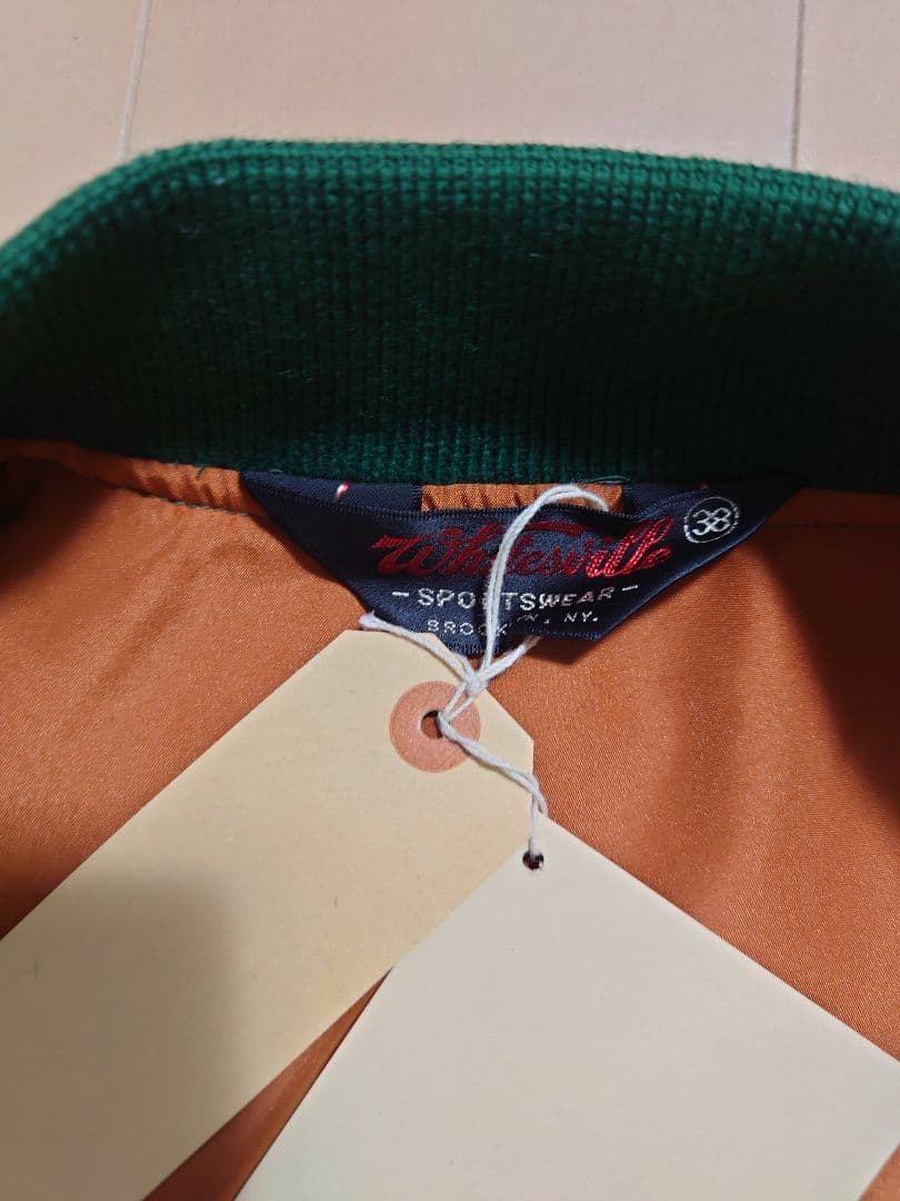 値下げ　WHITES VILLE　スタジャン　ナイロン　グリーン　38 新品　M