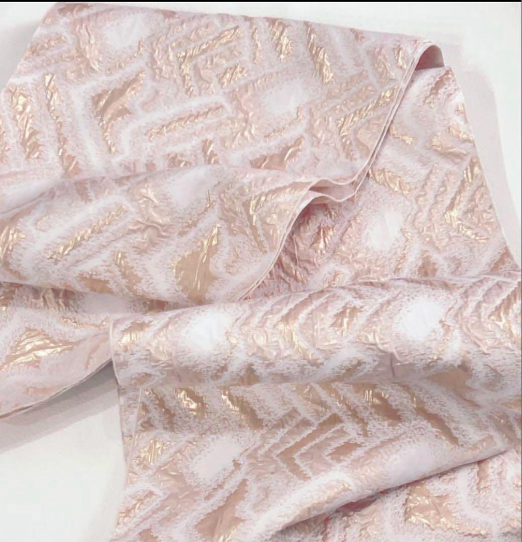 MIKI SAKURA モダン兵児帯 白ゴールド 幾何学模様