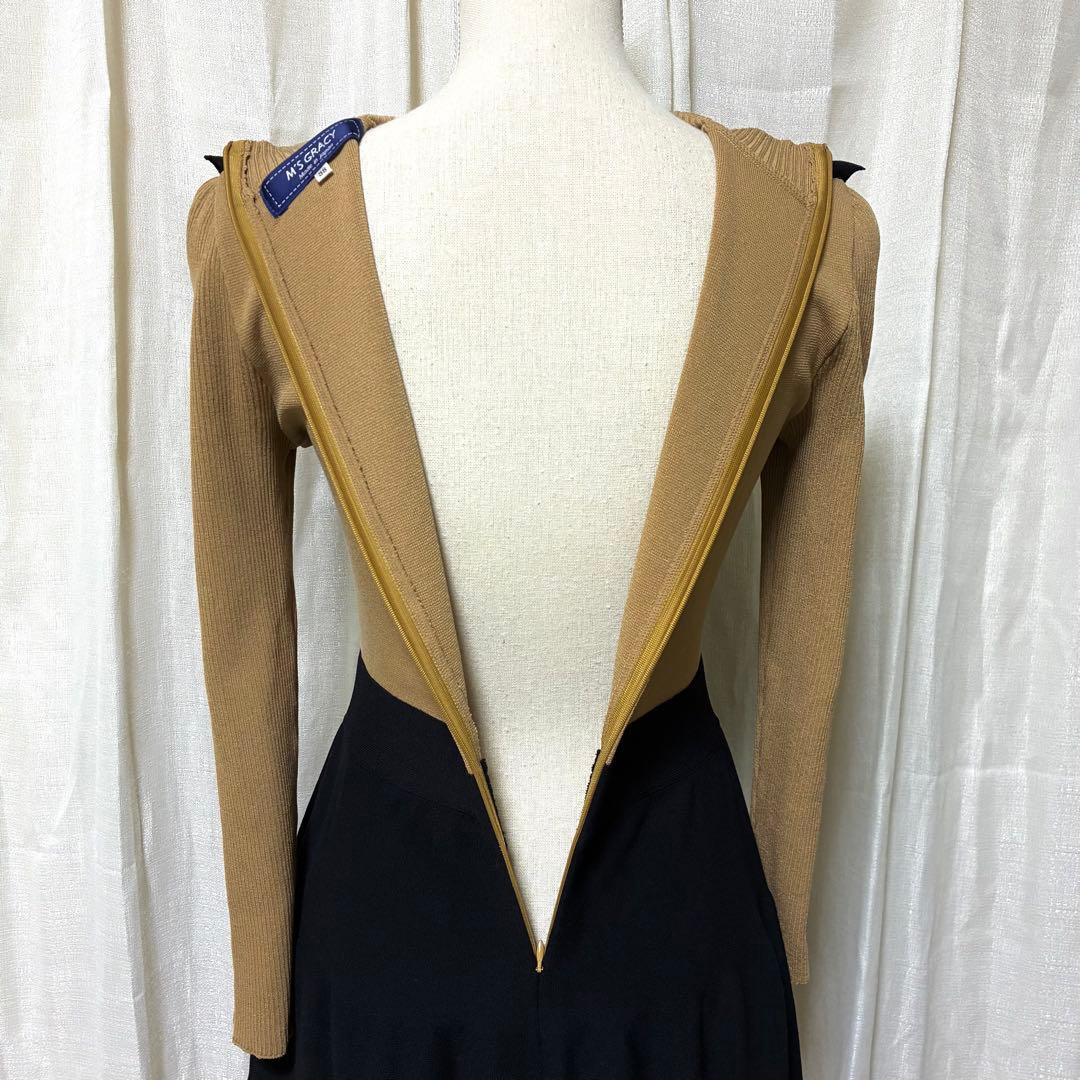 M'S GRACY エムズグレイシー バイカラー フリル ドッキングワンピース