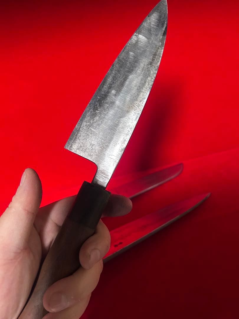 包丁　国行鍛錬　薄刃　身卸　青鋼　杉本　出刃　まとめて3本　中古品