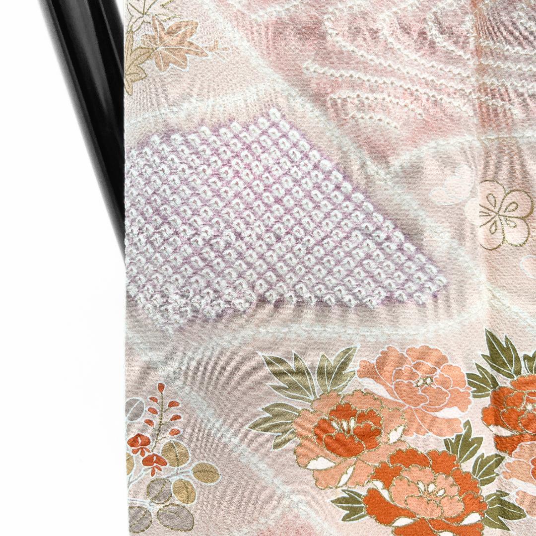 付け下げ　絞り　金彩　松竹梅　菊　桜　牡丹　芝草　着物　122b d ms