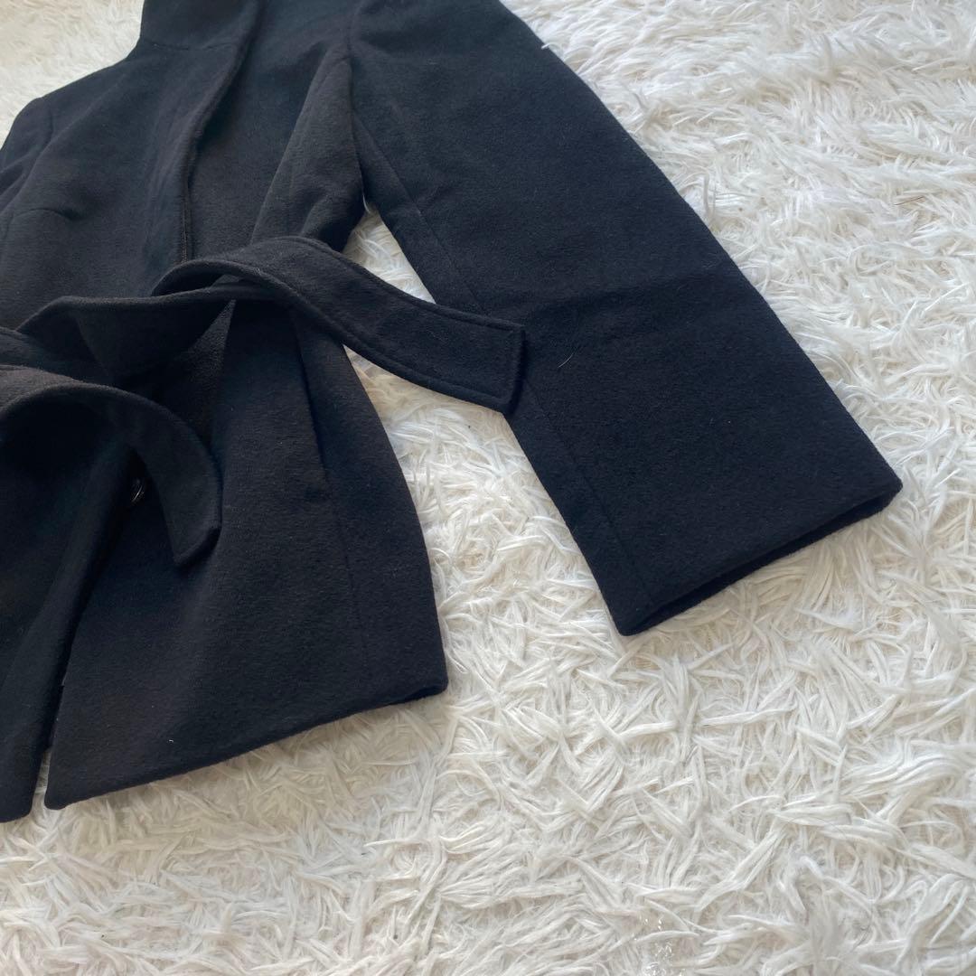 美品　バーバリーロンドン　コート　ベルト　ブラック　ノバチェック　アンゴラ65%