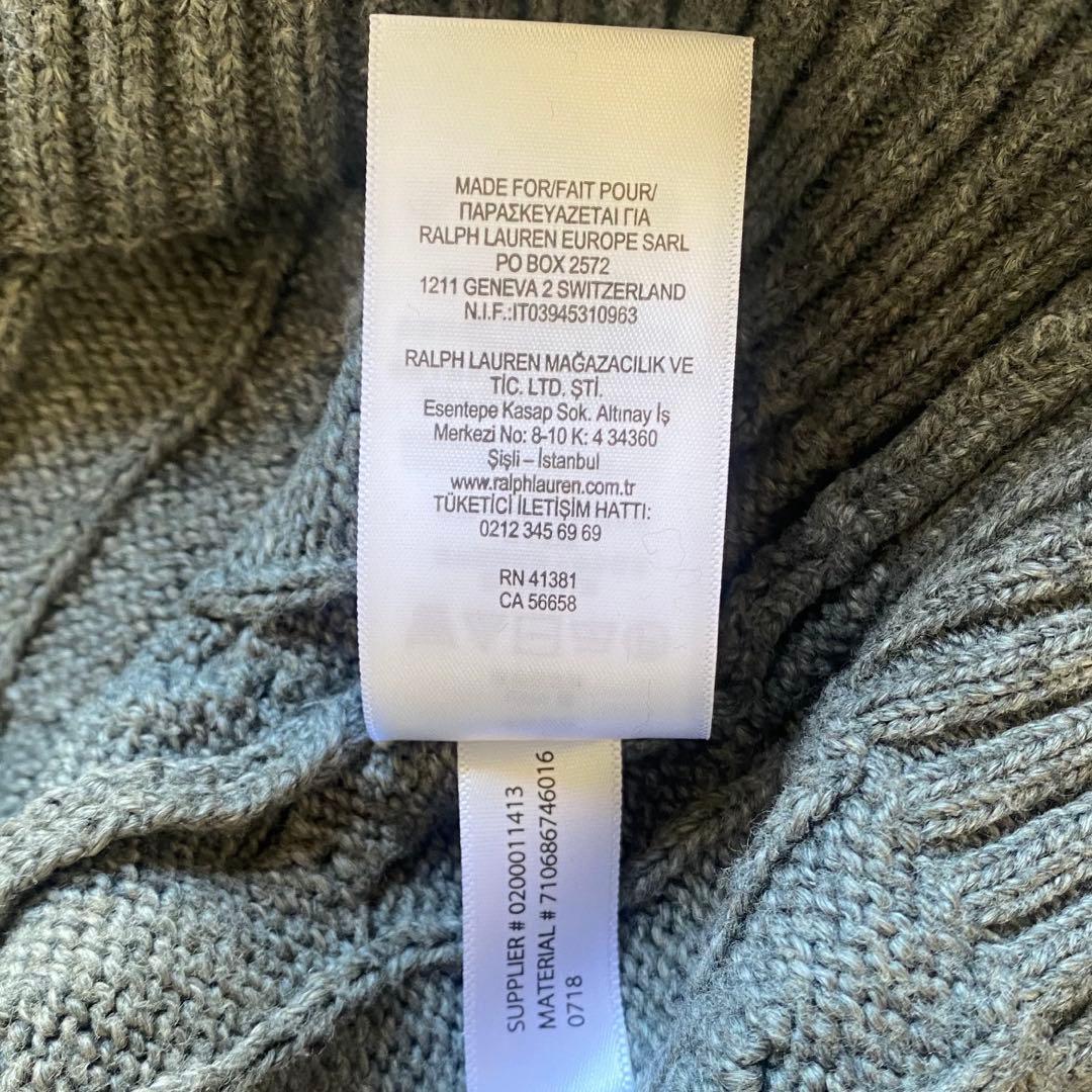 POLO RALPH LAUREN ケーブルニット グレー ロゴ刺繍 綿100％