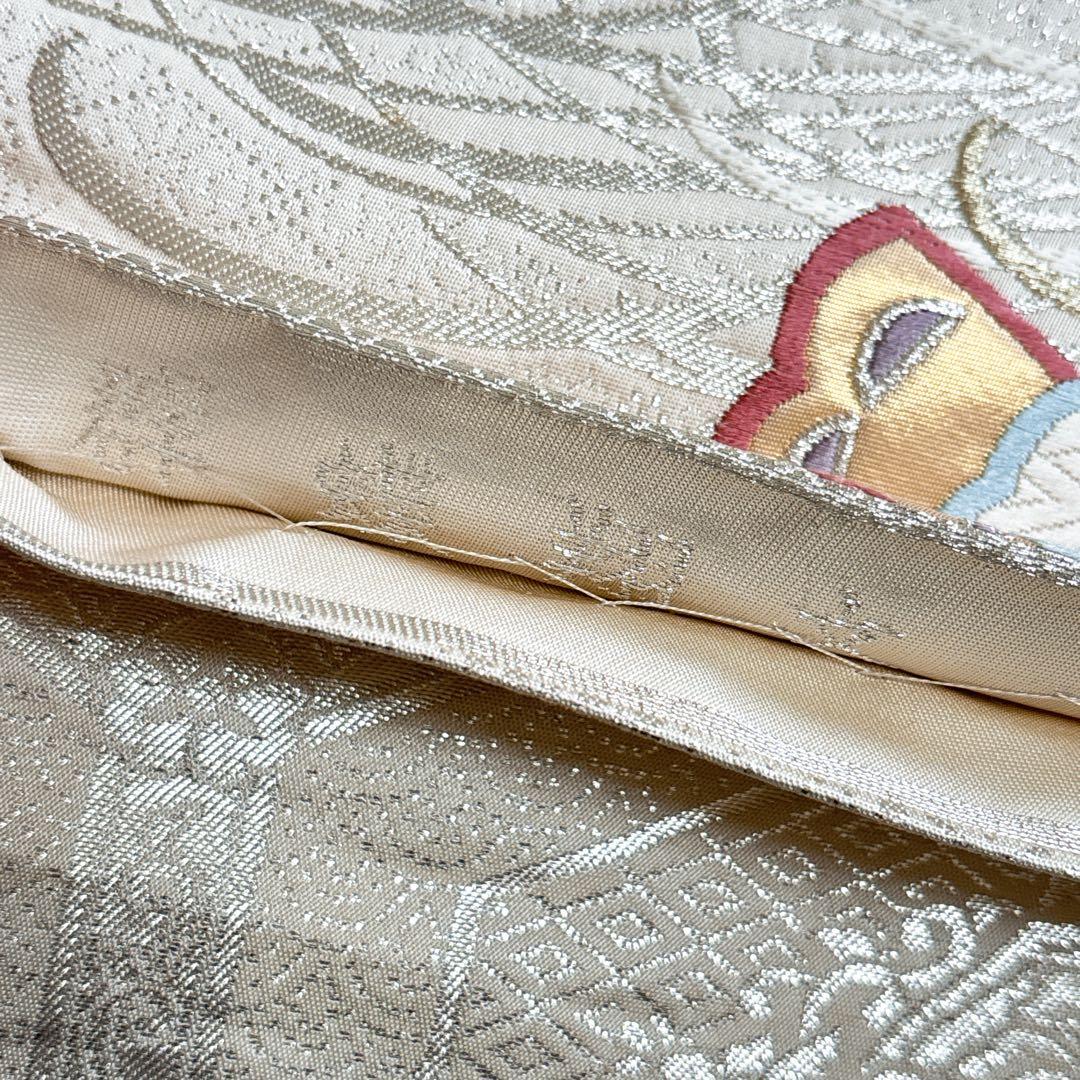 AA19袋帯 六通柄 金銀糸　唐織　蝶紋　正絹 着物