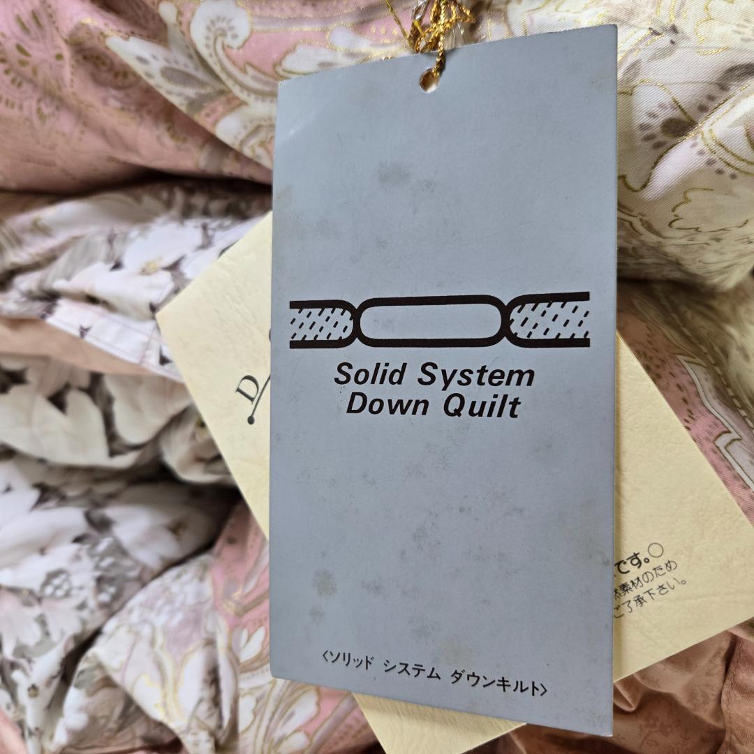 ダウンケット、シングル、羽毛、肌布団、合掛け布団、花柄ピンク掛け布団、汚れあり、