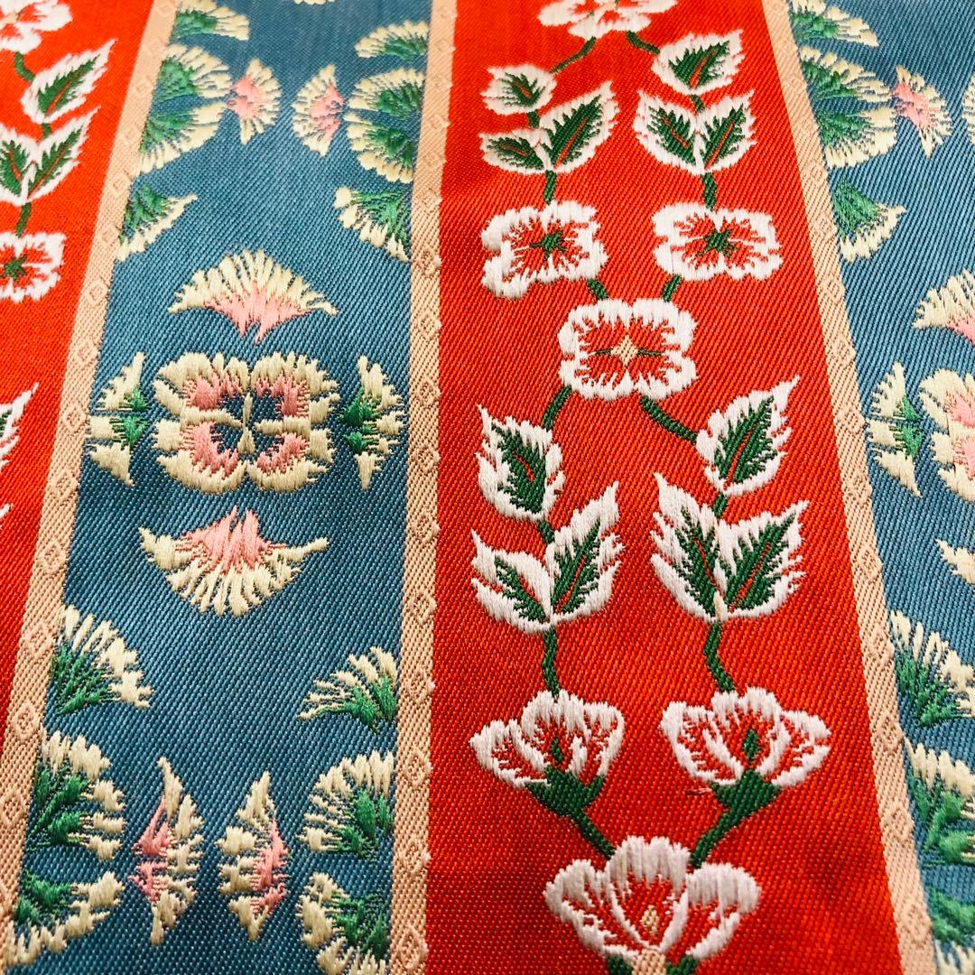 9 龍村　天平繍華文錦　54×130 テーブルセンター　織物　花柄