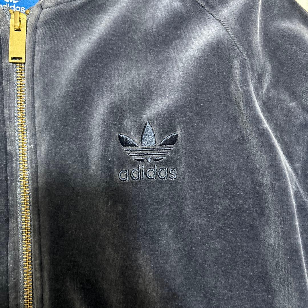adidas トラックジャケット ネイビー ベロア