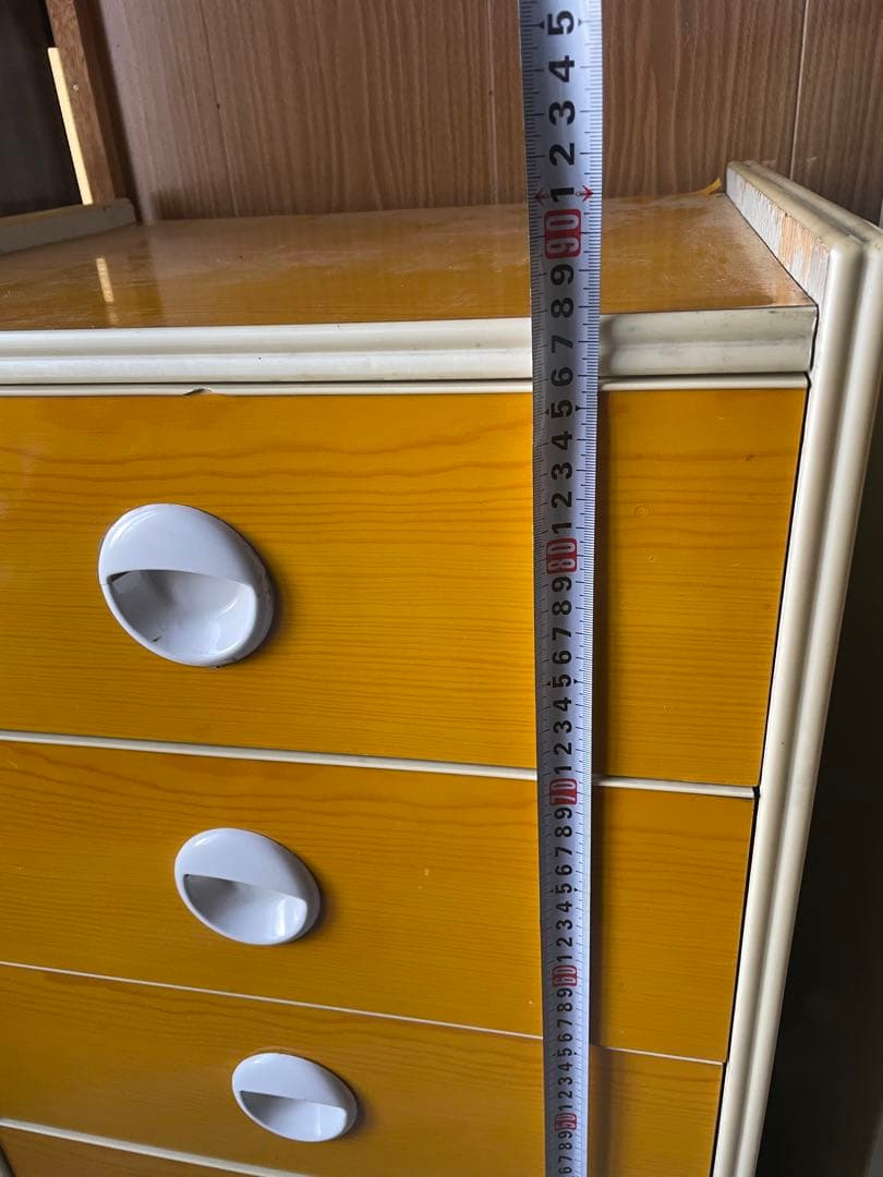 レトロポップ チェスト 5段 引き出し オレンジ 収納 タンス イエロー 昭和