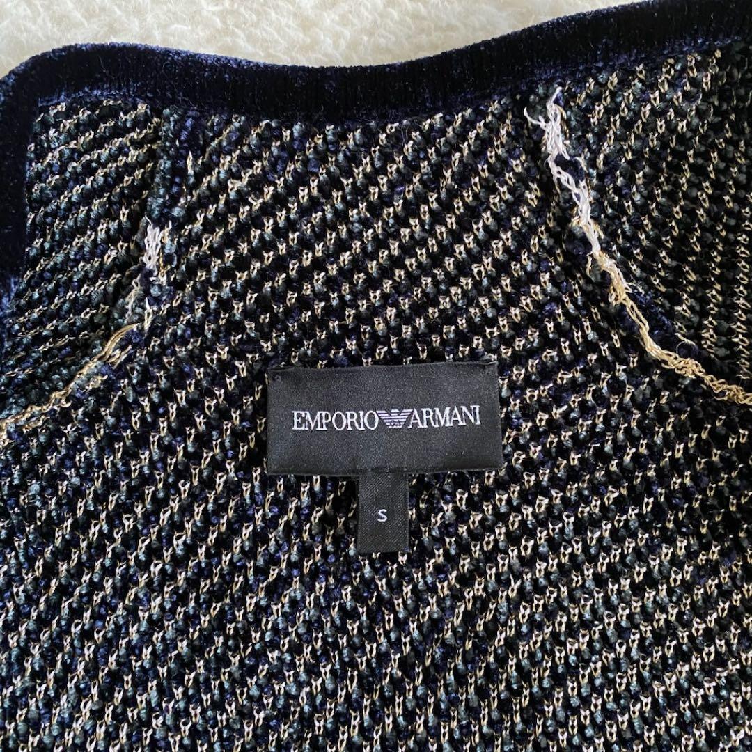 EMPORIO ARMANI ライダース　ニット　ジャガード　ベロア　総柄　M