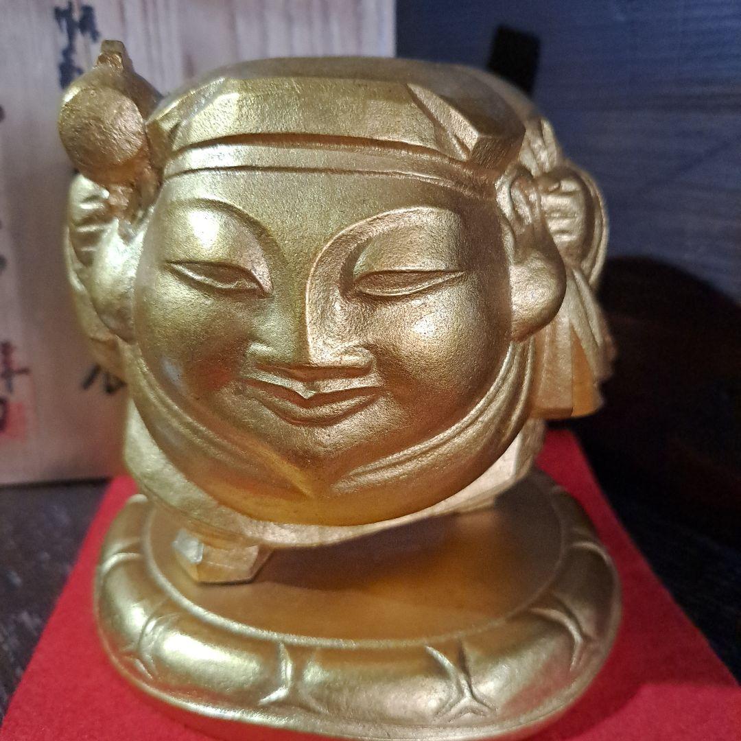 平櫛田中拜刀作　福聚大黒天尊像　共箱　金箔像　 古展出品作品 　昭和30年出品作