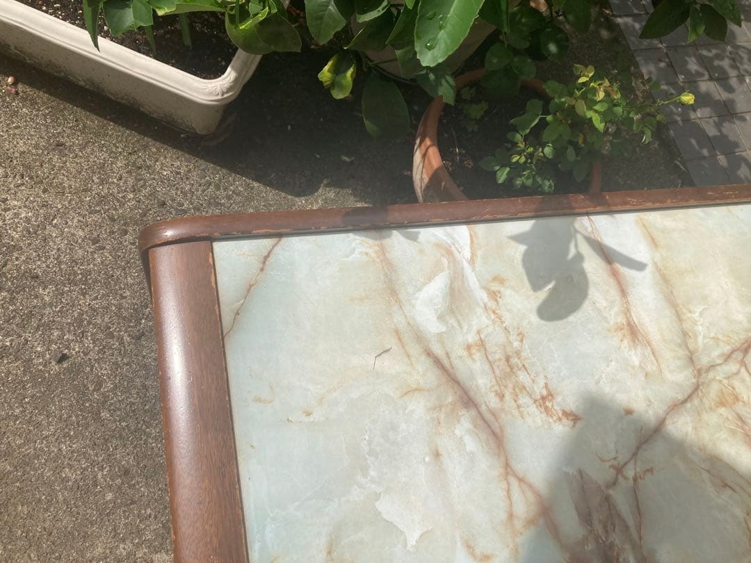 訳あり　大理石風　センターテーブル　レトロ　ミッドセンチュリー　大理石