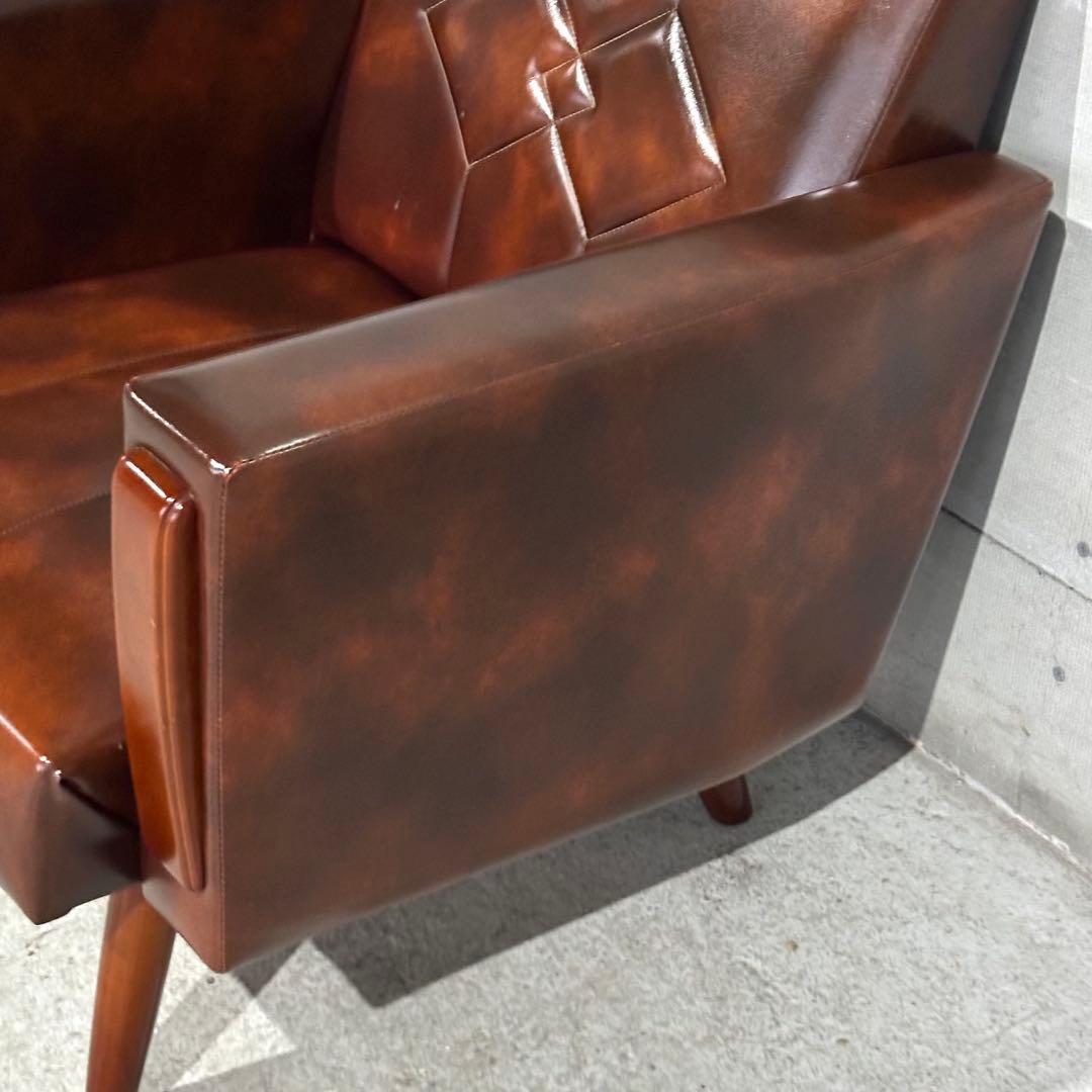 ✦70s✦ ヴィンテージ ソファー ダイヤステッチ レトロ 喫茶店スタイル　合皮