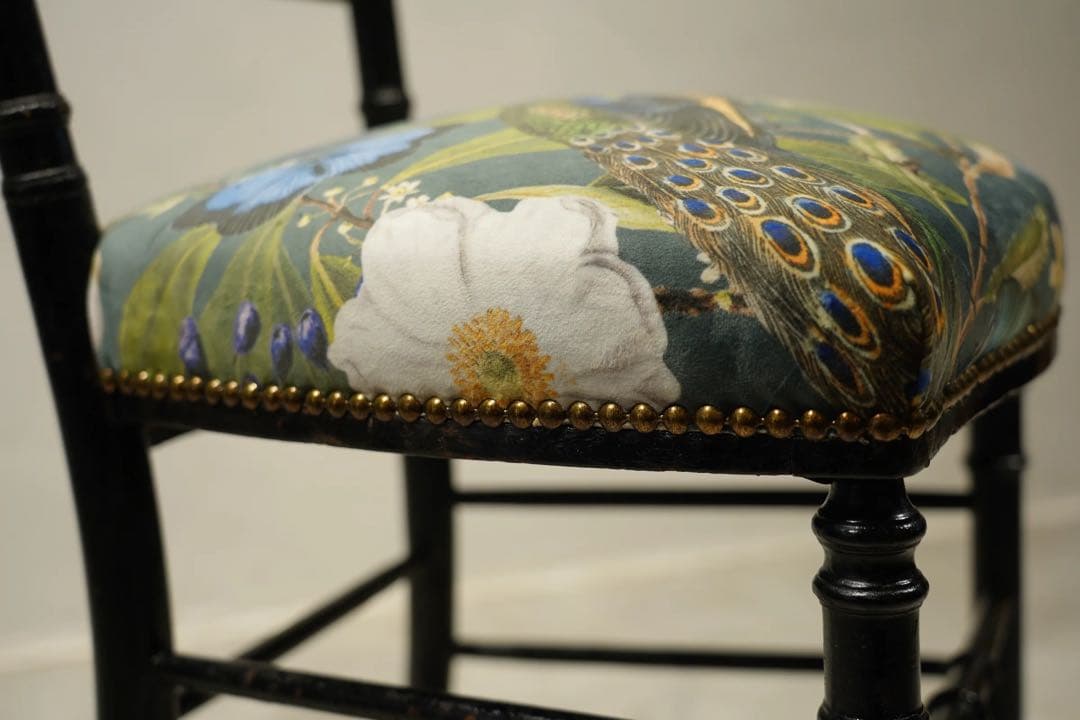 ナポレオンチェア　サロンチェア　椅子　シノワズリ　フランス　アンティーク　孔雀