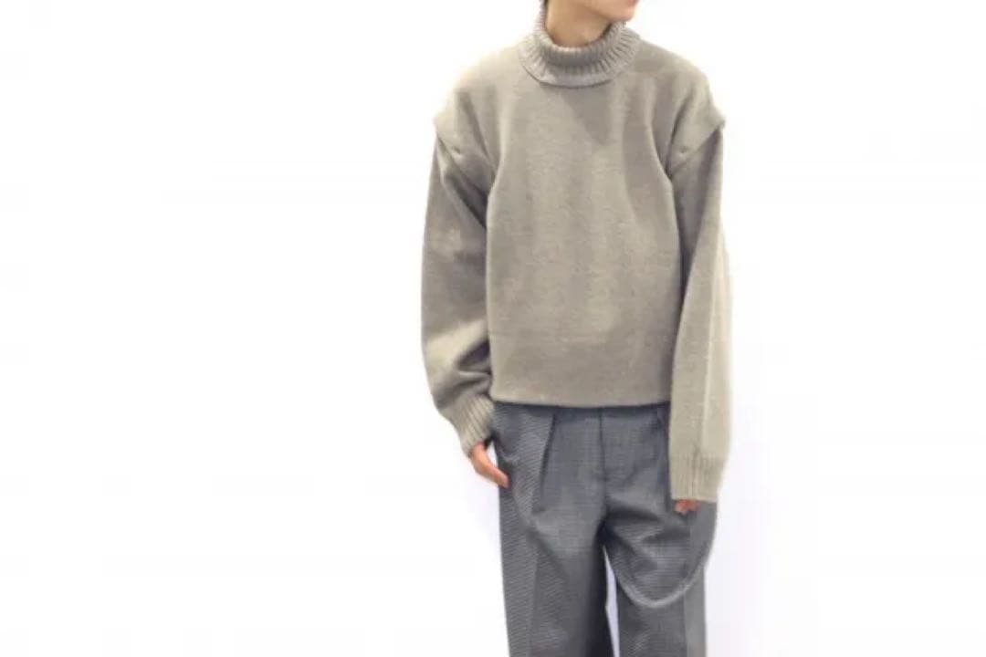 YOKE DETACHABLE FOLD UP SHARE KNIT カシミヤ混