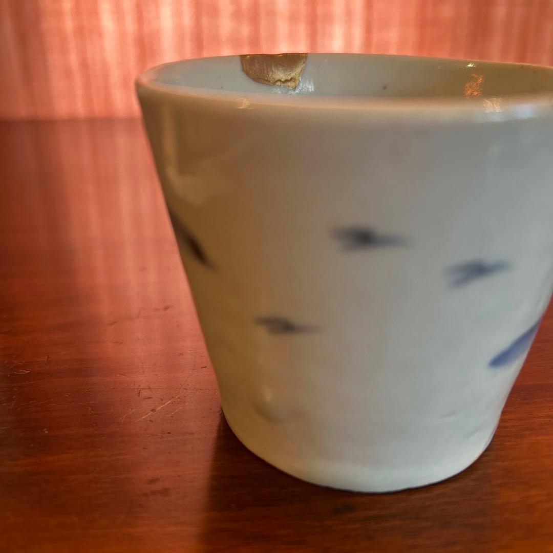 古伊万里　染め付け　蕎麦猪口　江戸中期　金継ぎ有り