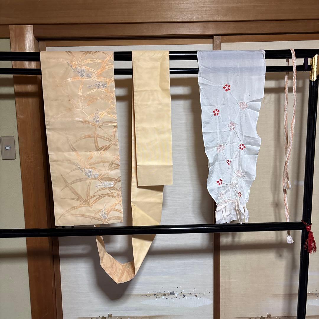 未使用級 美品 単衣　紗紬風　小紋 夏　フルセット 高級化繊