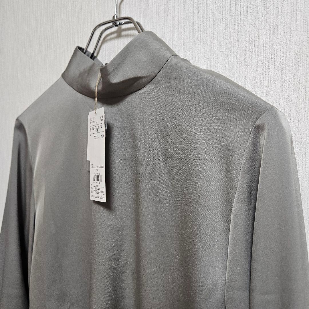 新品　theory luxe　セオリーリュクス　ボウタイサテンブラウス　グレー