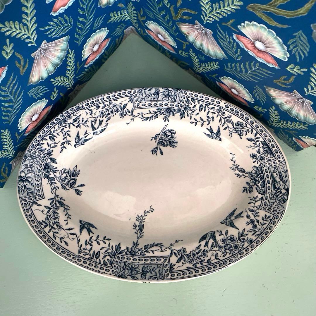 フランスアンティーク プレート ツバメ 皿 CERESフランス リュネヴィル製