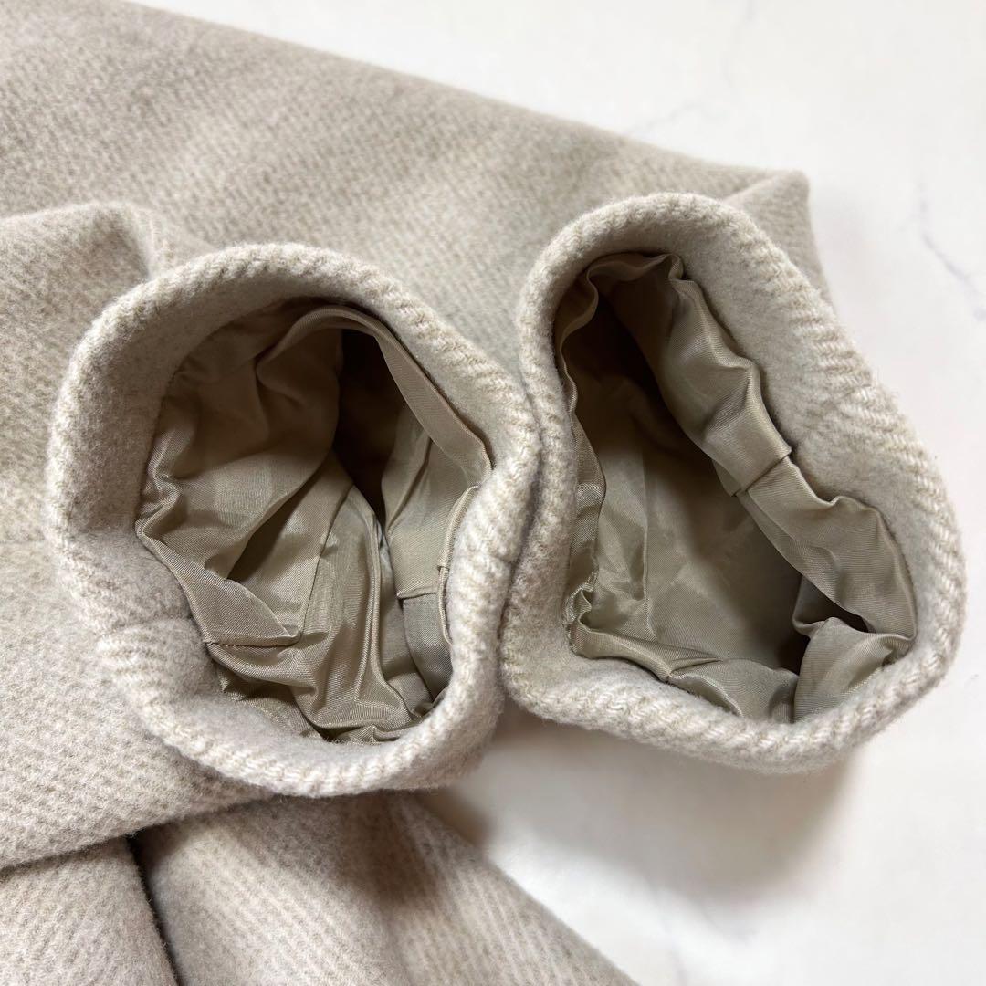 極美品 マドモアゼルノンノン ニット襟 ウールコートベージュ系 日本製 ゆったり