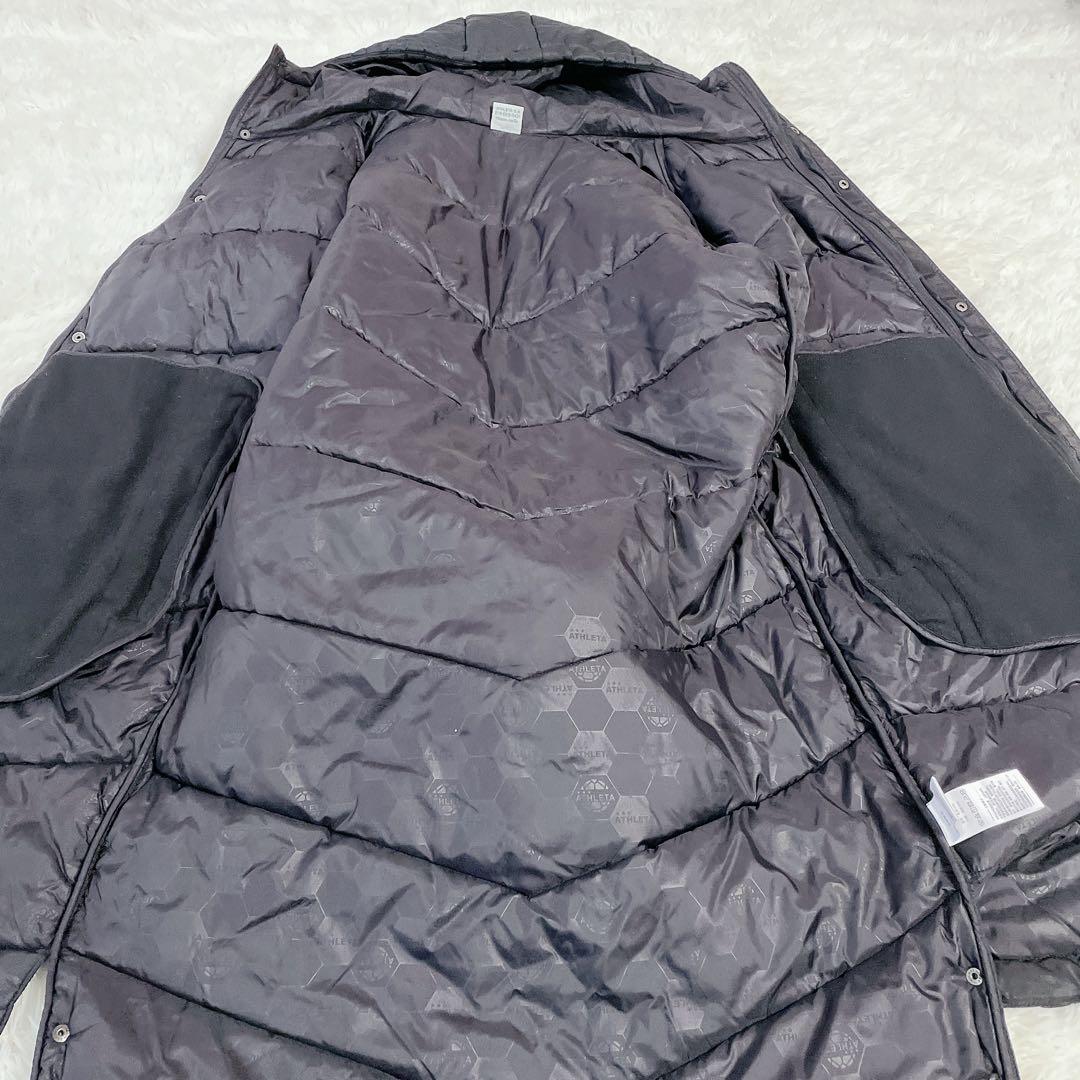 美品　アスレタ　中綿入ロングコート　ベンチコート　カモフラ柄　ロゴ入　Oサイズ