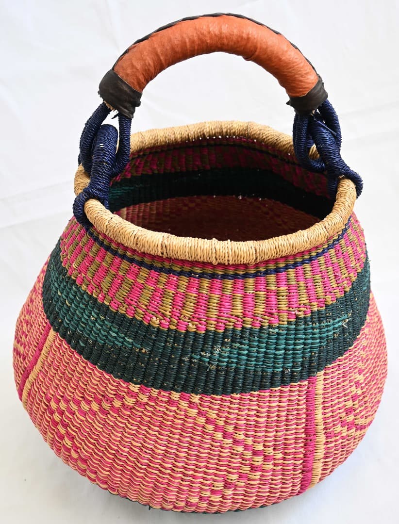 セール/新品/アフリカ ガーナ製/ブルキナボルガ バスケット/44×46cm