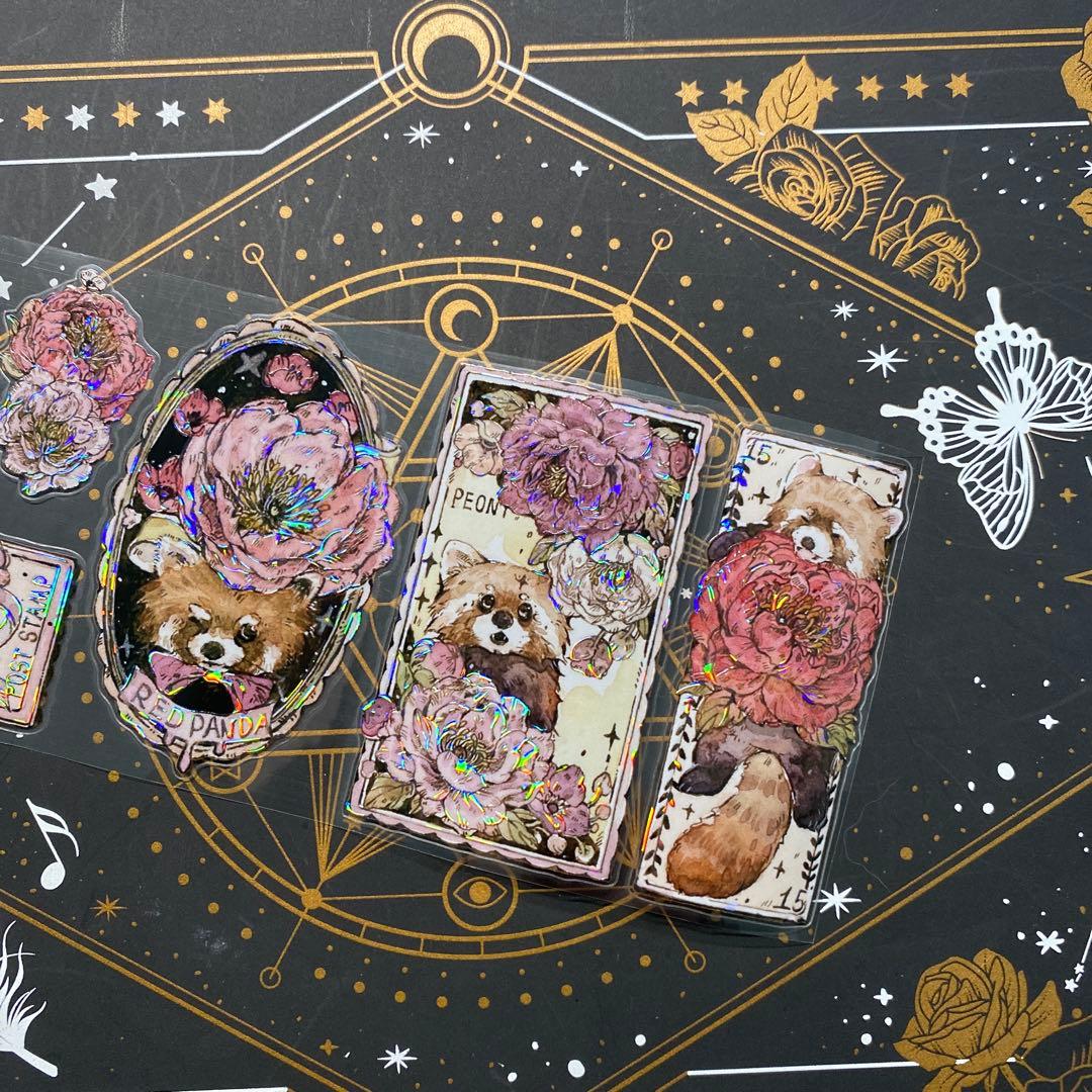 【9226】海外　貝殻光カッティング　マスキングテープ　アライグマ　お花　動物系