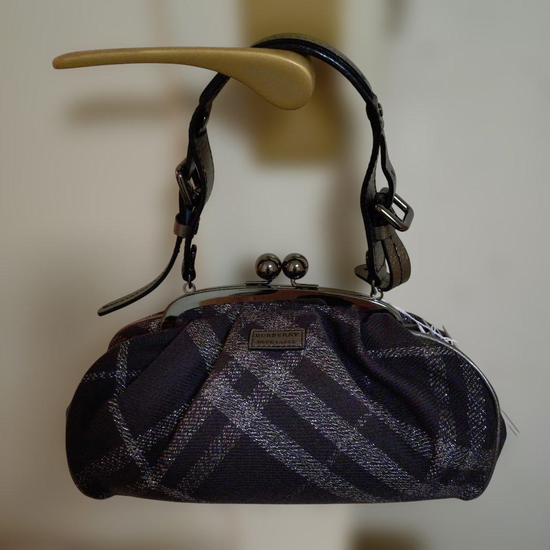 バーバリーブルーレーベル がま口 バッグ レア チェック柄 新品未使用 タグ付き