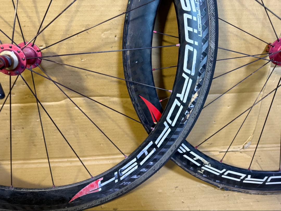 ロードバイク　カーボンチューブラーホイール　前後セット